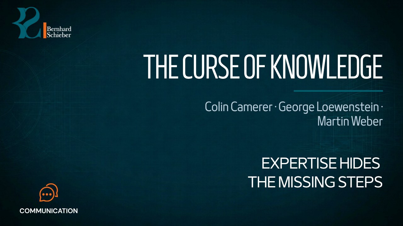 Curse of Knowledge — Expertise hides the missing steps. Executive Insight Brief 419 by Bernhard Schieber.