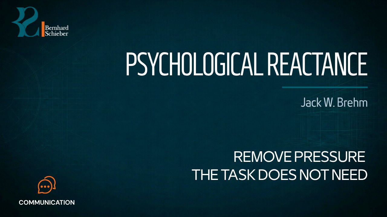 Psychological Reactance — Remove pressure the task does not need. Executive Insight Brief 413 by Bernhard Schieber.