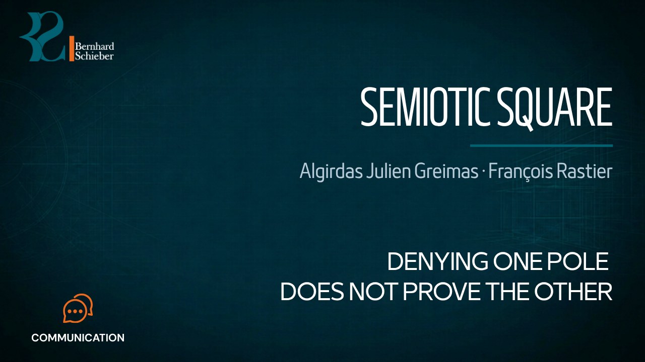 Semiotic Square — Denying one pole does not prove the other. Executive Insight Brief 508 by Bernhard Schieber.