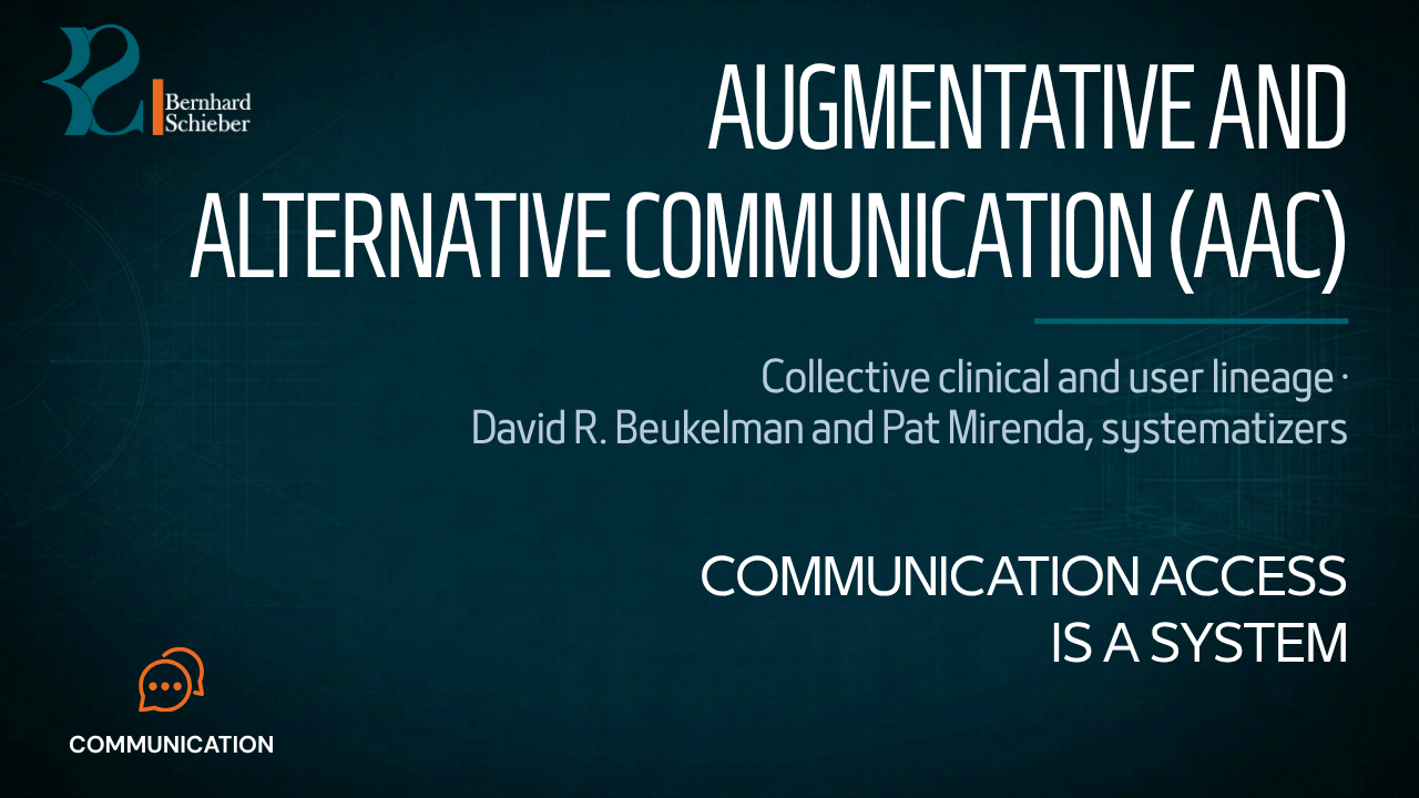 Augmentative and Alternative Communication (AAC) — Communication access is a system. Executive Insight Brief 143 by Bernhard Schieber.