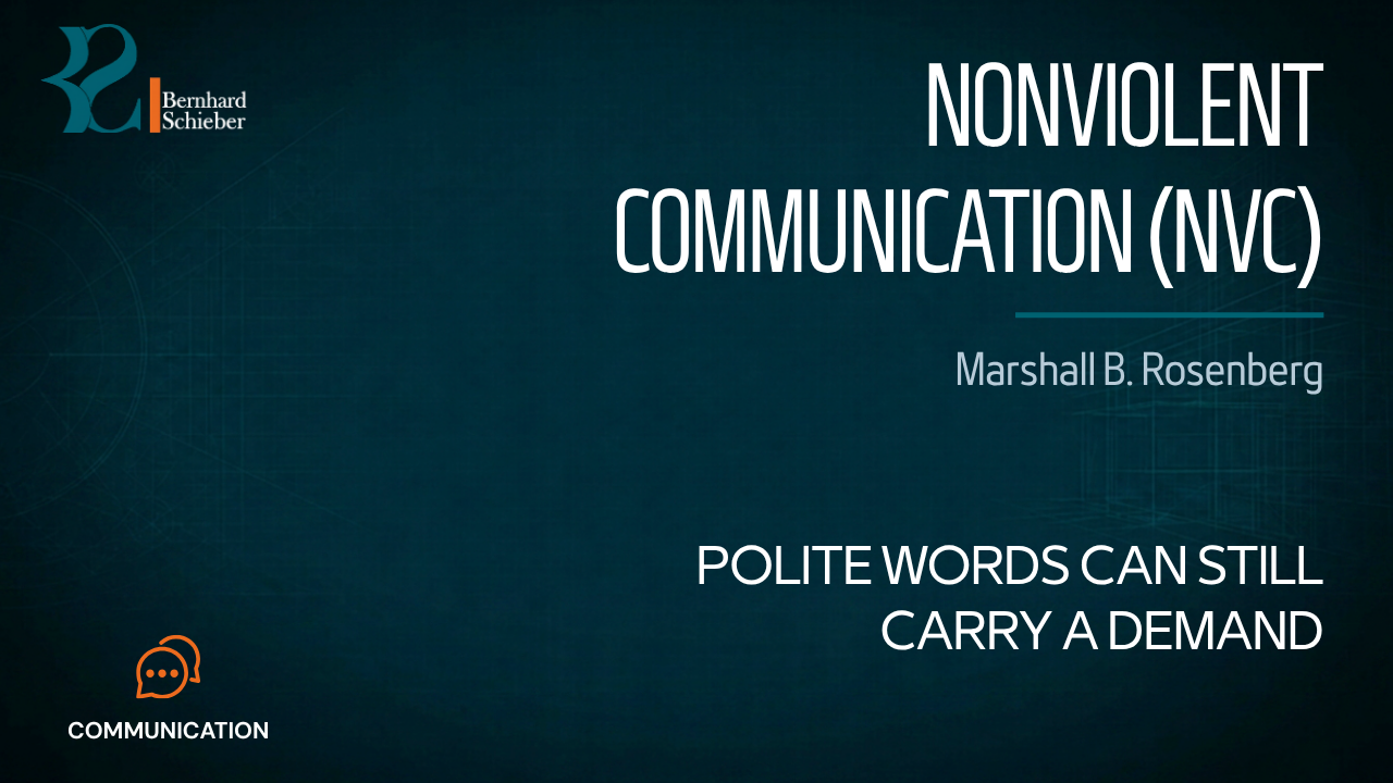 Nonviolent Communication (NVC) — Polite words can still carry a demand. Executive Insight Brief 382 by Bernhard Schieber.