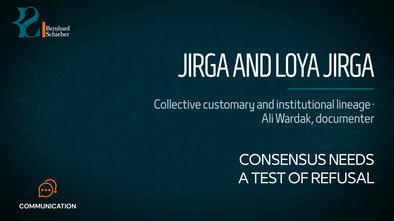 Jirga and Loya Jirga — Consensus needs a test of refusal. Executive Insight Brief 307 by Bernhard Schieber.