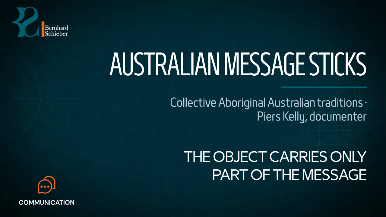 Australian Message Sticks — The object carries only part of the message. Executive Insight Brief 394 by Bernhard Schieber.