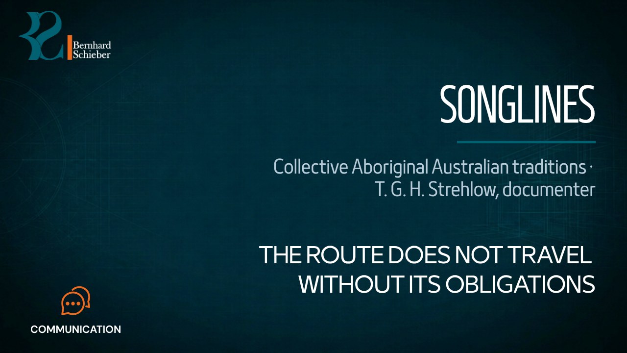 Songlines — The route does not travel without its obligations. Executive Insight Brief 458 by Bernhard Schieber.