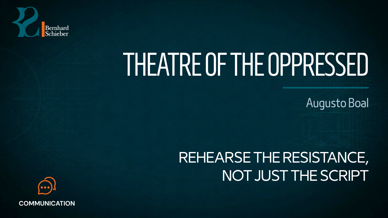 Theatre of the Oppressed — Rehearse the resistance, not just the script. Executive Insight Brief 265 by Bernhard Schieber.