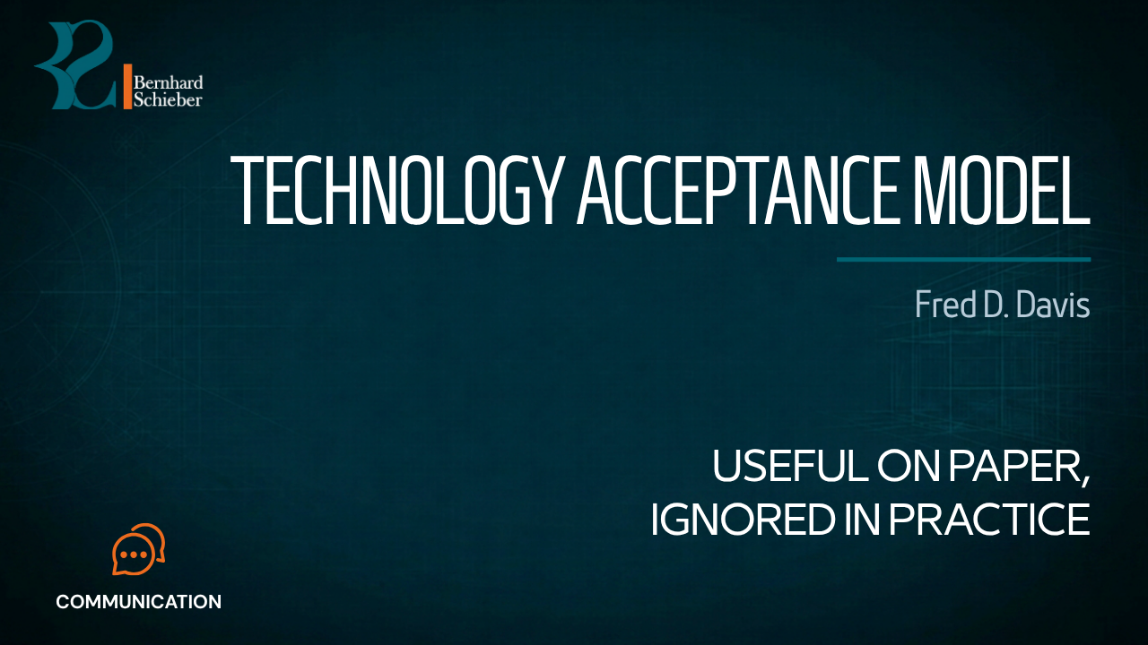 Technology Acceptance Model — Useful on paper, ignored in practice. Executive Insight Brief 140 by Bernhard Schieber.