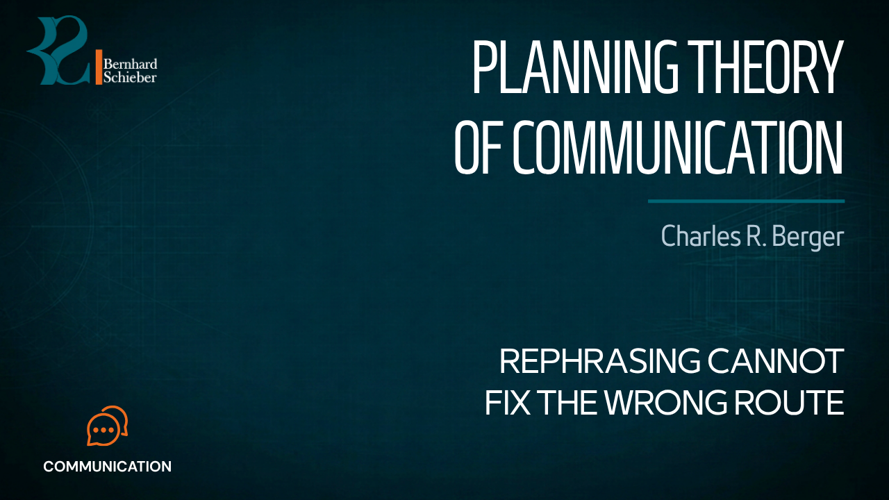 Planning Theory of Communication — Rephrasing cannot fix the wrong route. Executive Insight Brief 191 by Bernhard Schieber.