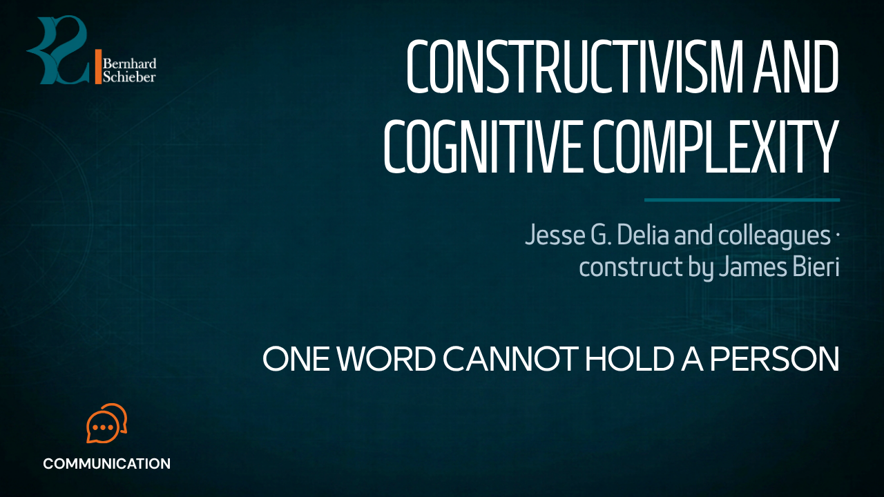 Constructivism and Cognitive Complexity — One word cannot hold a person. Executive Insight Brief 289 by Bernhard Schieber.