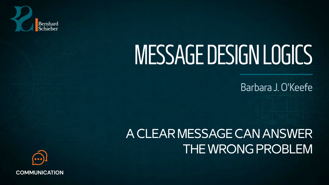 Message Design Logics — A clear message can answer the wrong problem. Executive Insight Brief 353 by Bernhard Schieber.