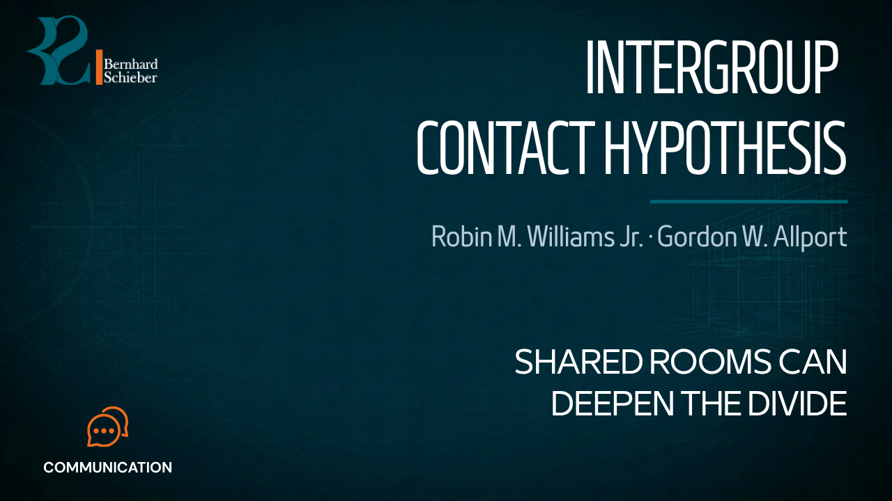 Intergroup Contact Hypothesis — Shared rooms can deepen the divide. Executive Insight Brief 296 by Bernhard Schieber.