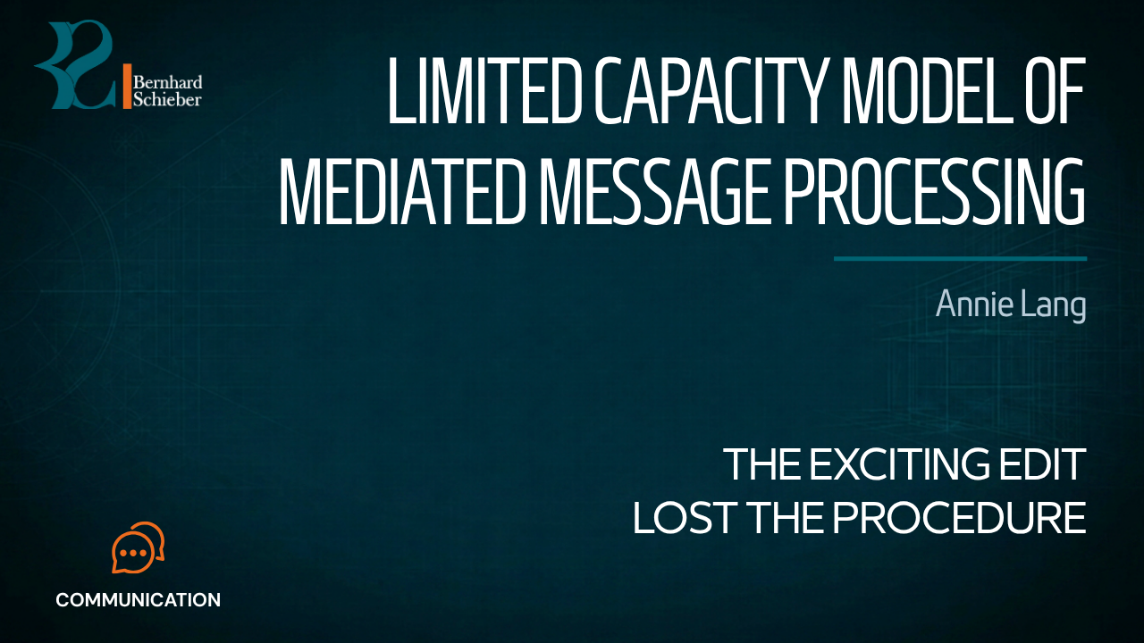 Limited Capacity Model of Mediated Message Processing — The exciting edit lost the procedure. Executive Insight Brief 384 by Bernhard Schieber.