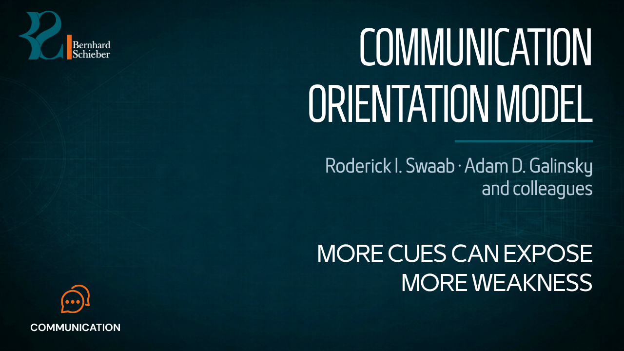 Communication Orientation Model — More cues can expose more weakness. Executive Insight Brief 247 by Bernhard Schieber.