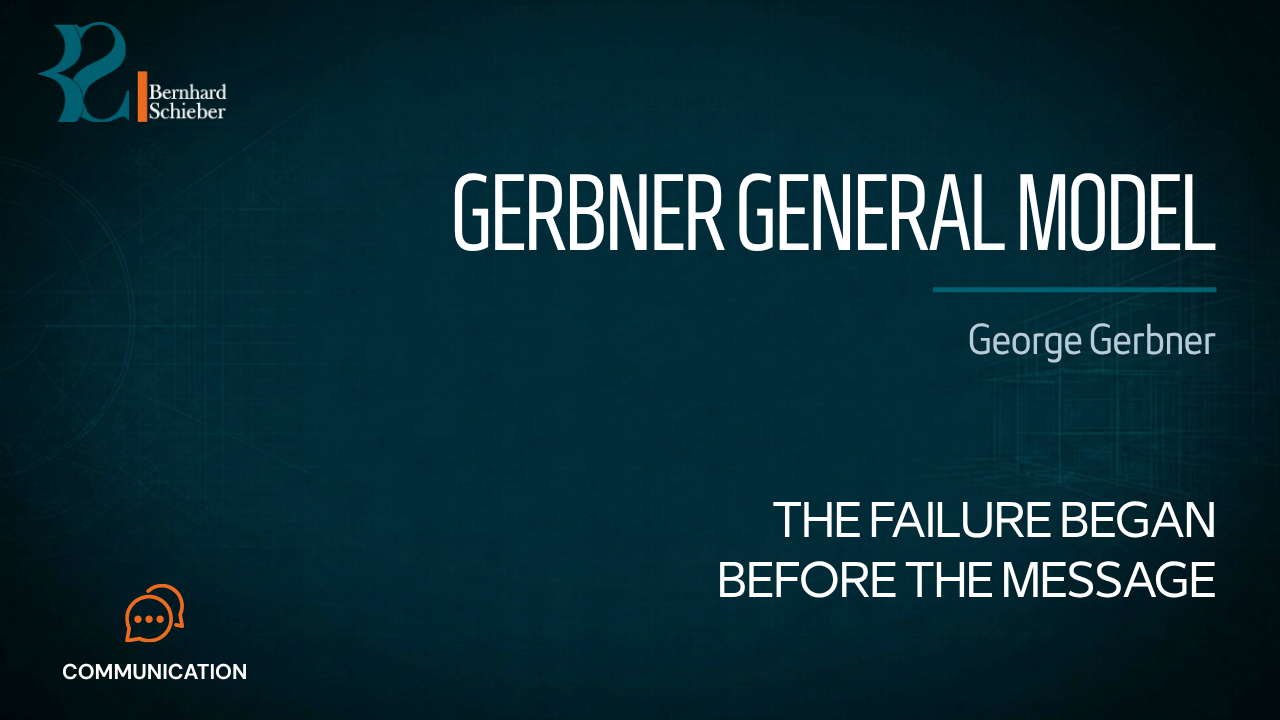 Gerbner General Model — The failure began before the message. Executive Insight Brief 253 by Bernhard Schieber.