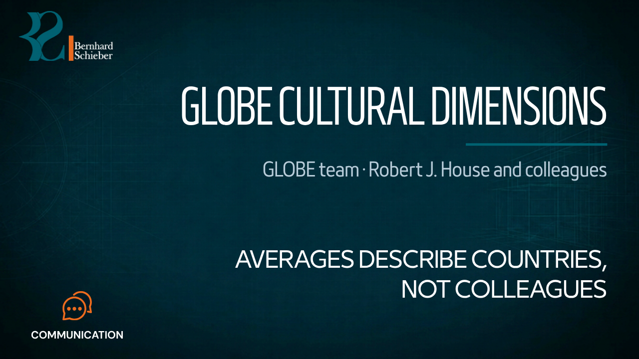 GLOBE Cultural Dimensions — Averages describe countries, not colleagues. Executive Insight Brief 308 by Bernhard Schieber.