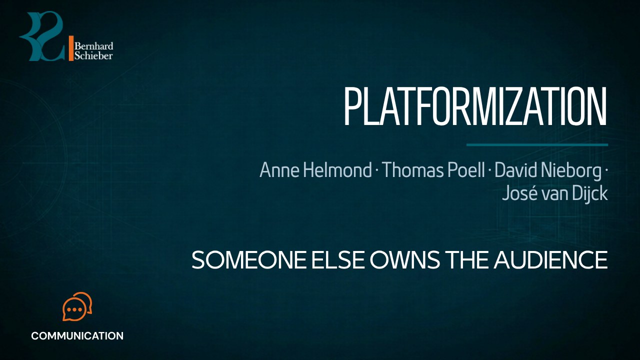 Platformization — Someone else owns the audience. Executive Insight Brief 504 by Bernhard Schieber.