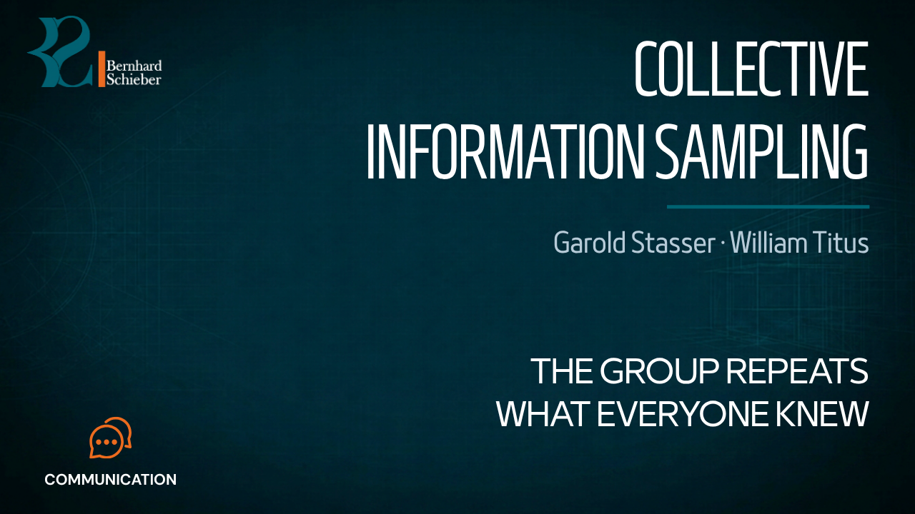 Collective Information Sampling — The group repeats what everyone knew. Executive Insight Brief 476 by Bernhard Schieber.