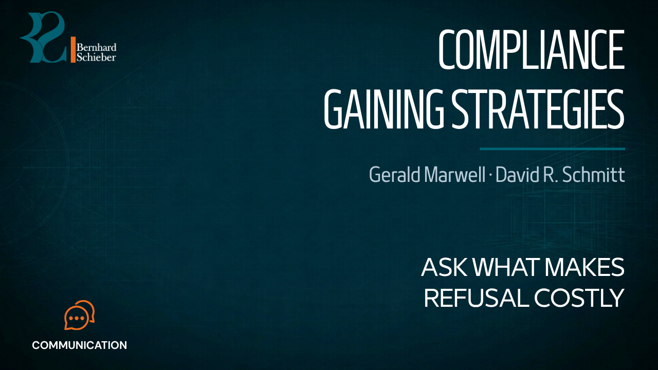 Compliance Gaining Strategies — Ask what makes refusal costly. Executive Insight Brief 109 by Bernhard Schieber.