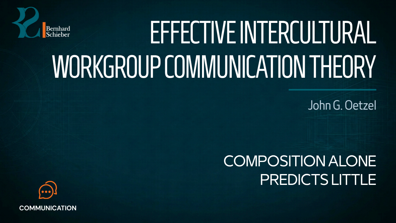 Effective Intercultural Workgroup Communication Theory — Composition alone predicts little. Executive Insight Brief 369 by Bernhard Schieber.