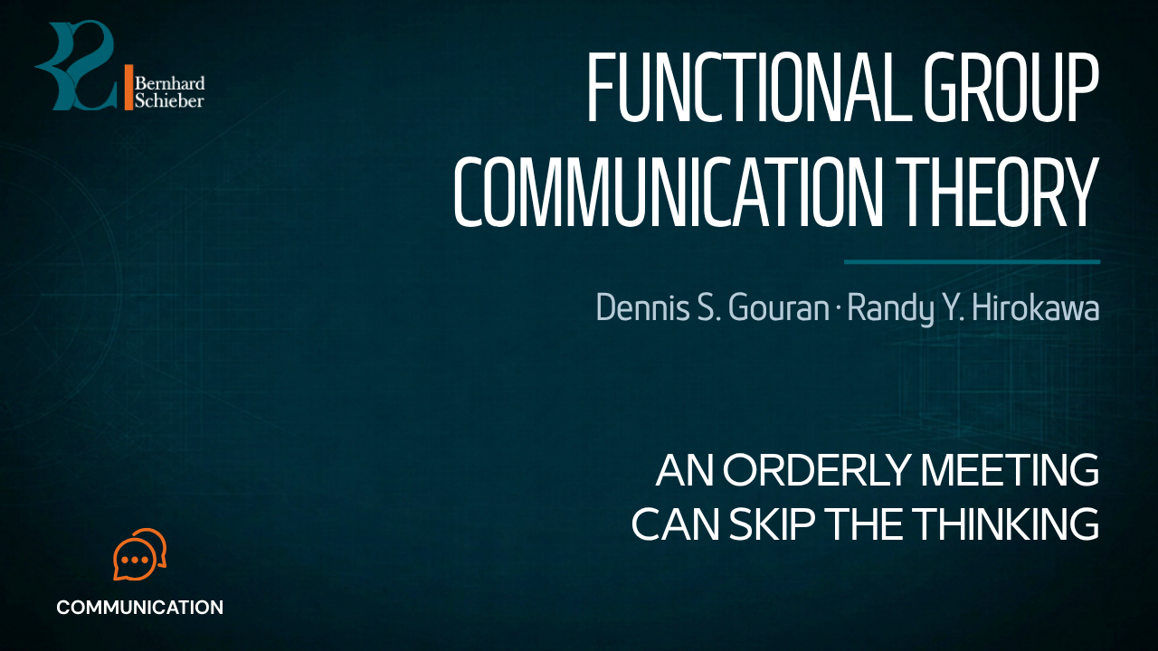 Functional Group Communication Theory — An orderly meeting can skip the thinking. Executive Insight Brief 171 by Bernhard Schieber.