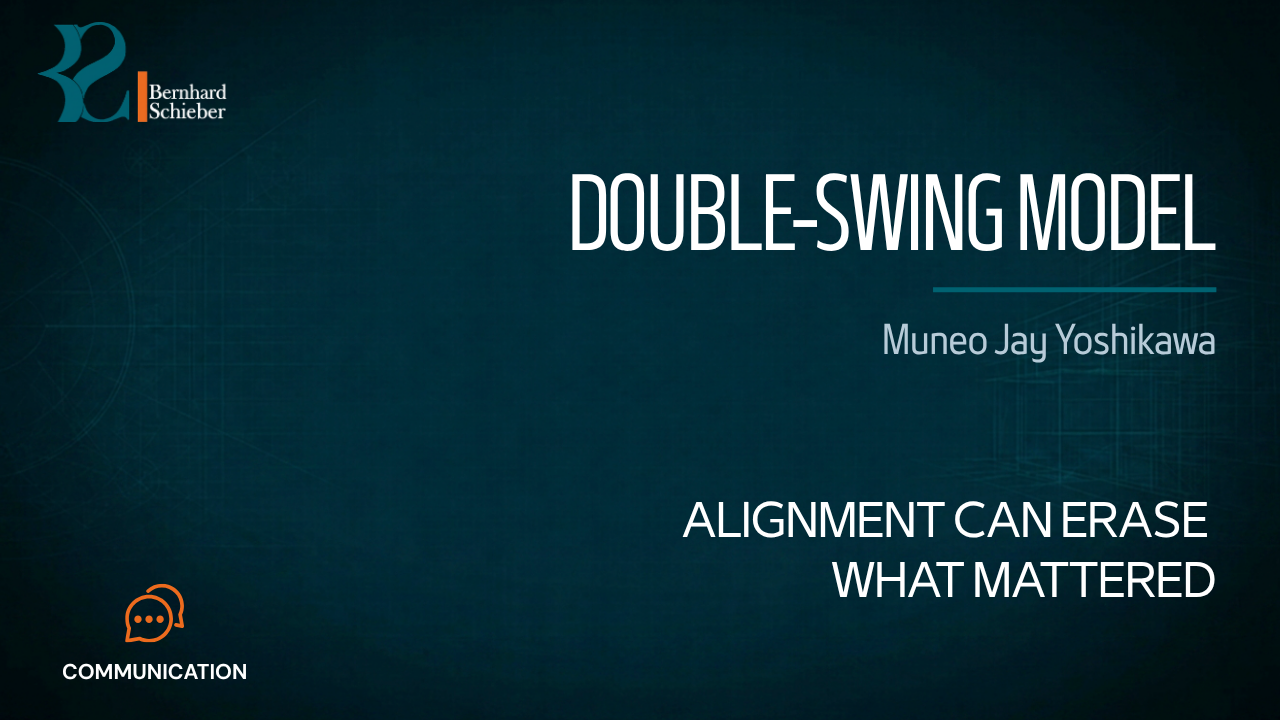 Double-Swing Model — Alignment can erase what mattered. Executive Insight Brief 356 by Bernhard Schieber.