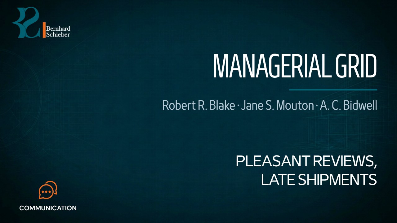 Managerial Grid — Pleasant reviews, late shipments. Executive Insight Brief 516 by Bernhard Schieber.