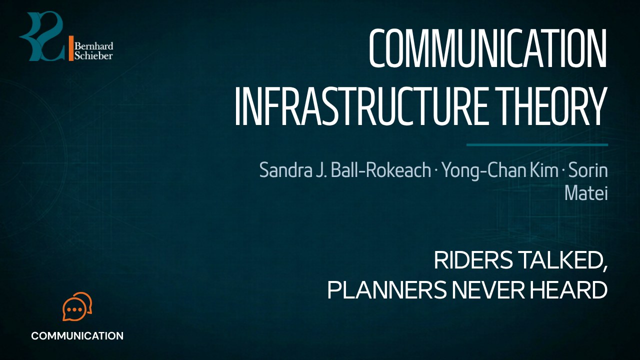 Communication Infrastructure Theory — Riders talked, planners never heard. Executive Insight Brief 533 by Bernhard Schieber.