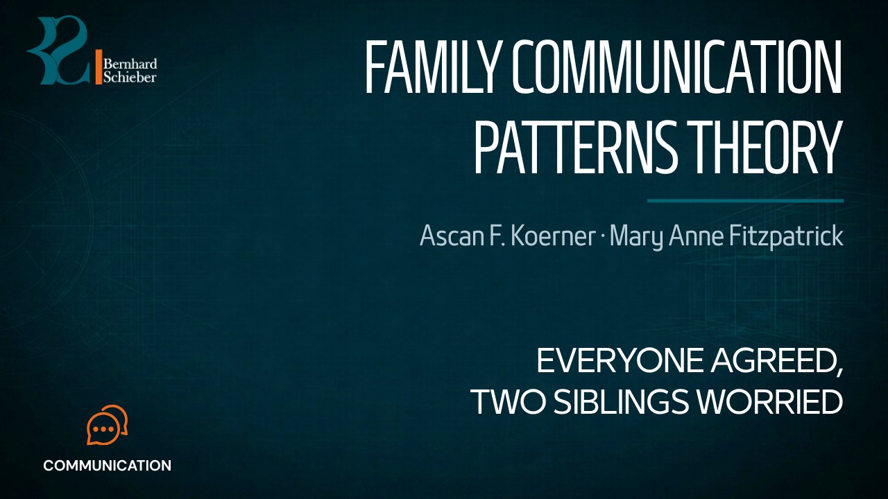 Family Communication Patterns Theory — Everyone agreed, two siblings worried. Executive Insight Brief 535 by Bernhard Schieber.