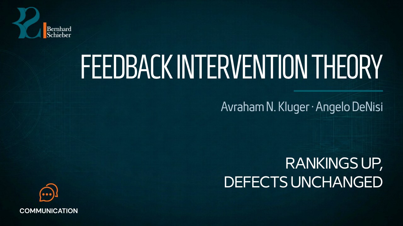 Feedback Intervention Theory — Rankings up, defects unchanged. Executive Insight Brief 537 by Bernhard Schieber.